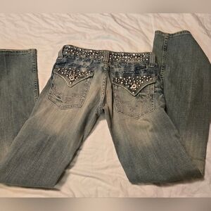 Miss Me Blue Boot Cut Jeans with Studded Details